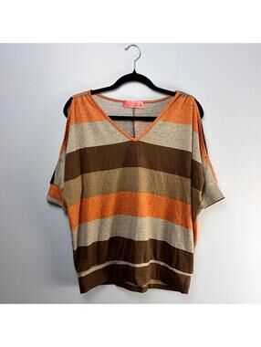 Simply Scarlett Studded Striped V-Neck Top Y2K Size Small